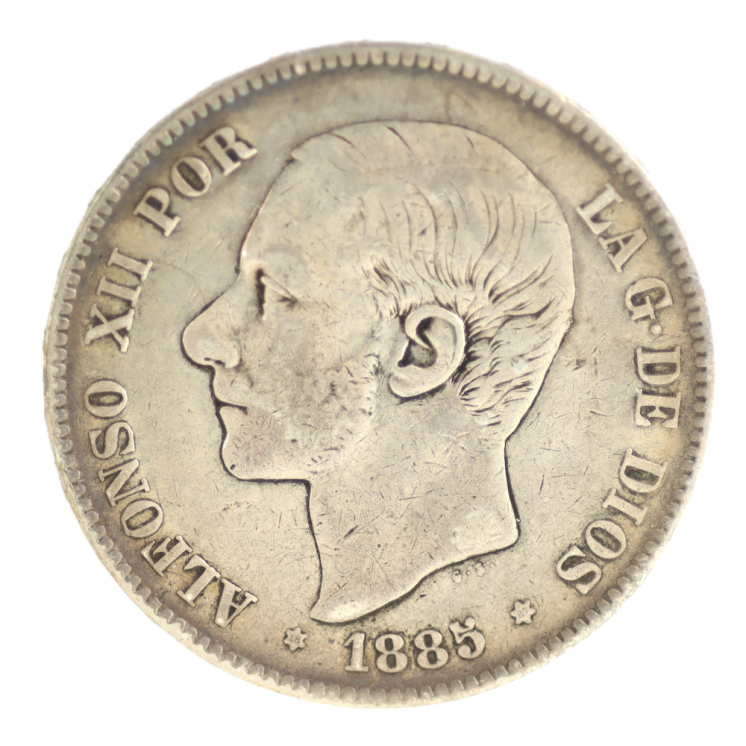 Espagne - Alphonse XII (1875-1885), 5 Pesetas 1885, MSM Madrid