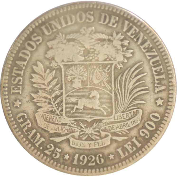 Venezuela - République, 5 Bolivares 1926