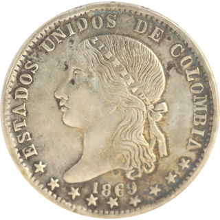 Colombie - République (1862-1886), 1 Peso 1869, Medellin