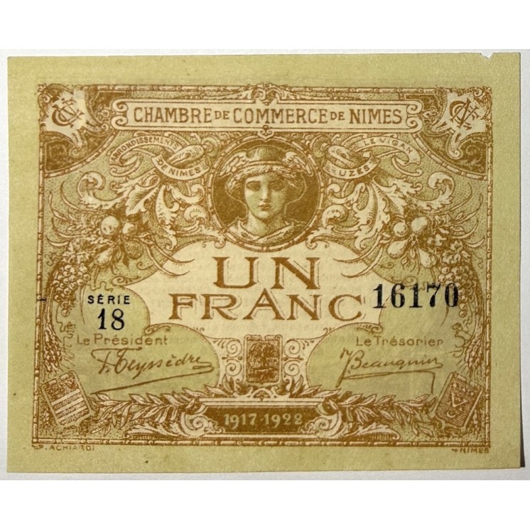 France - Chambre de Commerce de Nîmes, 1 Franc