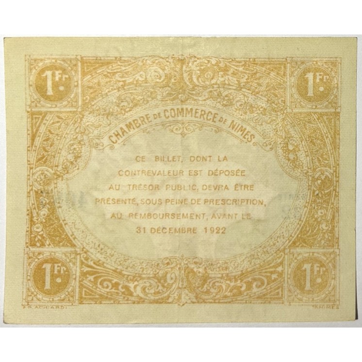France - Chambre de Commerce de Nîmes, 1 Franc