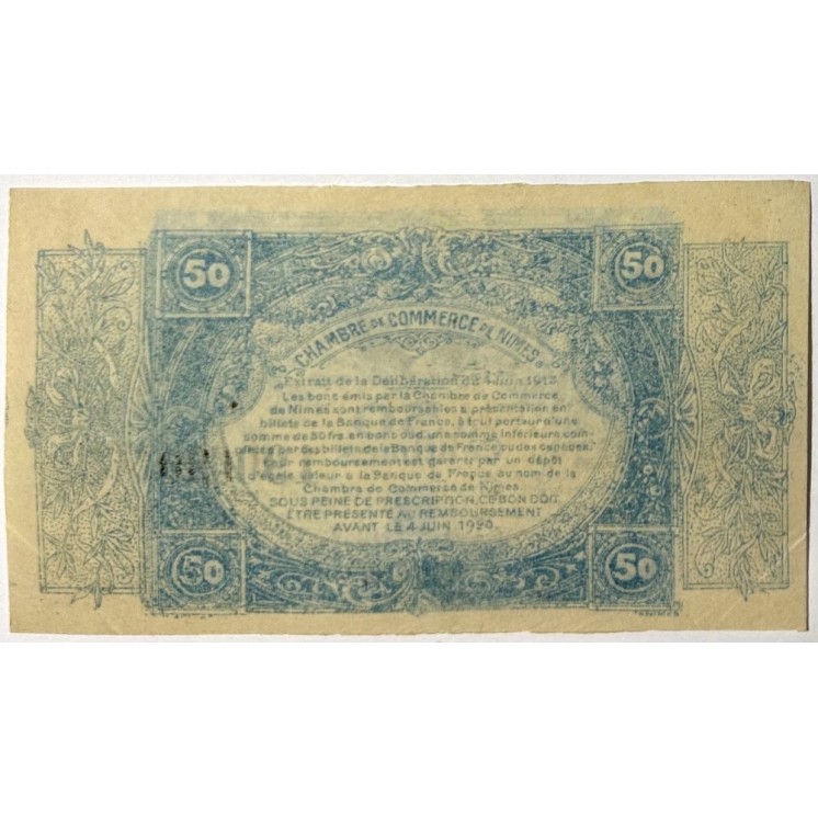 France - Chambre de Commerce de Nîmes, 50 Centimes