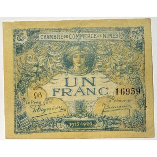 France - Chambre de Commerce de Nîmes, 1 Franc