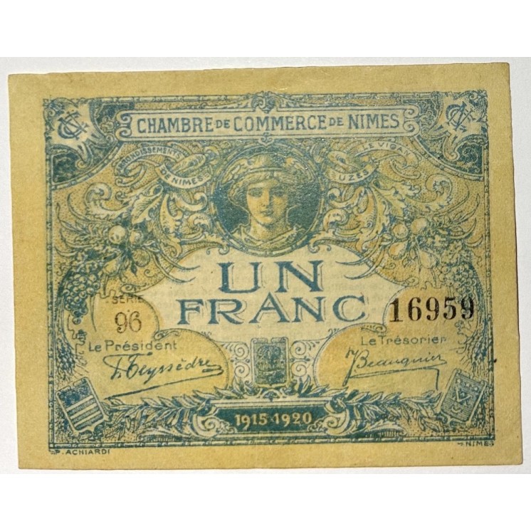 France - Chambre de Commerce de Nîmes, 1 Franc