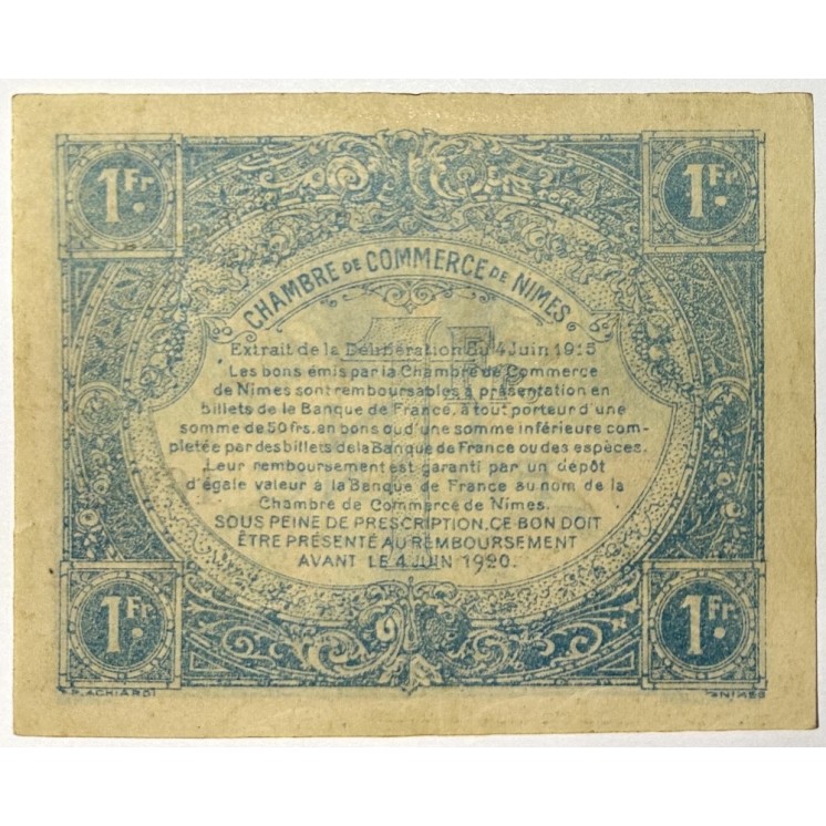 France - Chambre de Commerce de Nîmes, 1 Franc