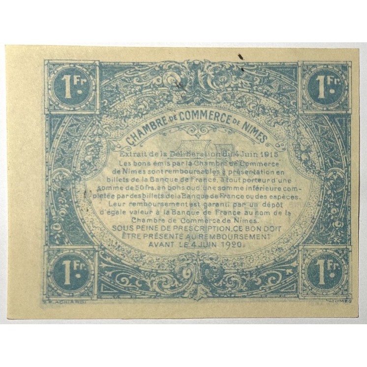 France - Chambre de Commerce de Nîmes, 1 Franc