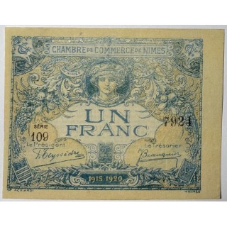 France - Chambre de Commerce de Nîmes, 1 Franc