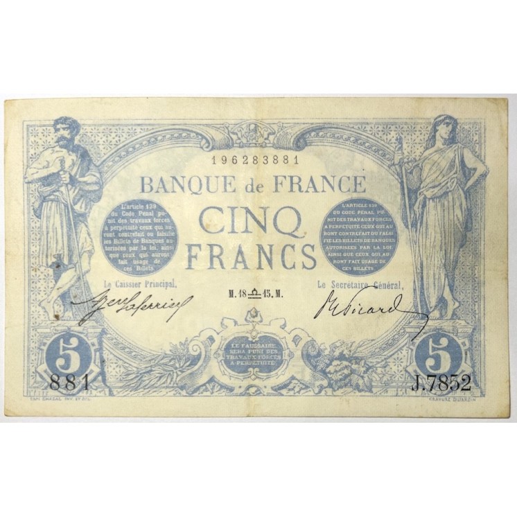 France - 5 Francs 1915