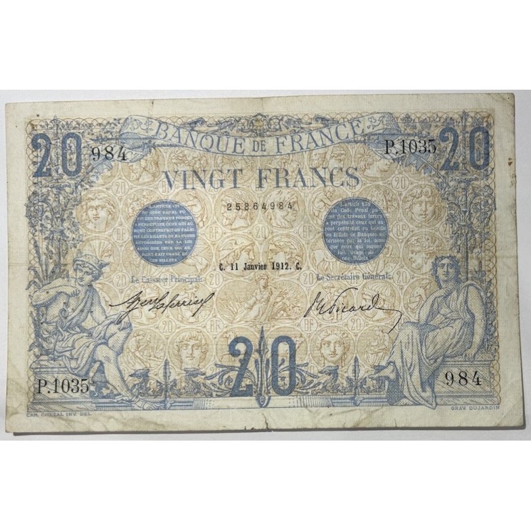 France - 20 Francs C.11 Janvier 1912. C.