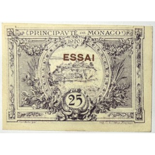 Monaco - 25 Centimes Essai 1920