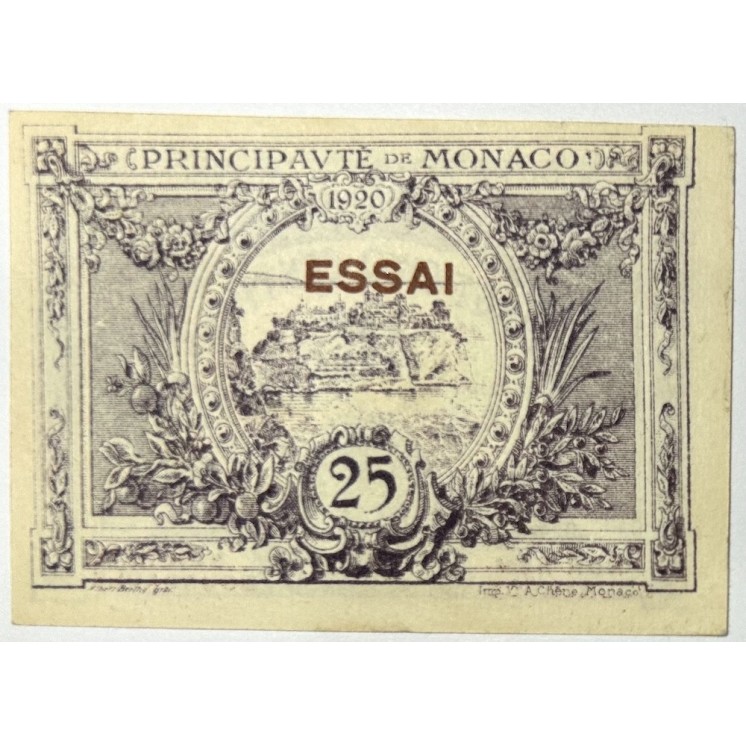 Monaco - 25 Centimes Essai 1920