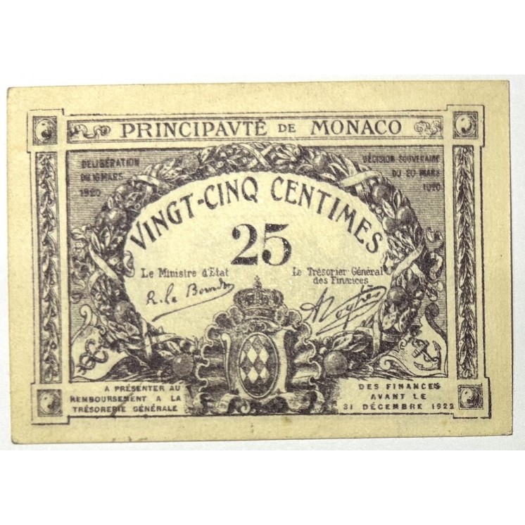 Monaco - 25 Centimes 1920