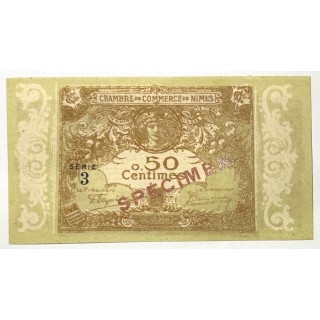 France - Chambre de Commerce de Nîmes, 50 centimes Spécimen
