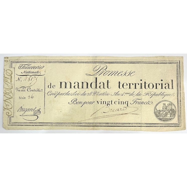 France - Bon pour 25 Francs, An 4 de la République