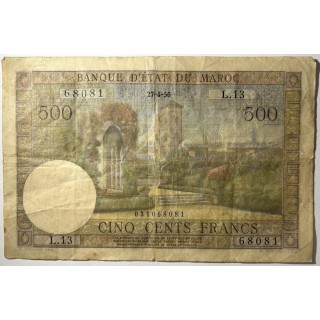 Maroc - 500 Francs, 27-4-56