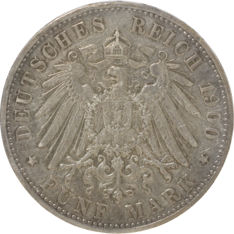 Allemagne - Hambourg, 5 Mark 1900 J