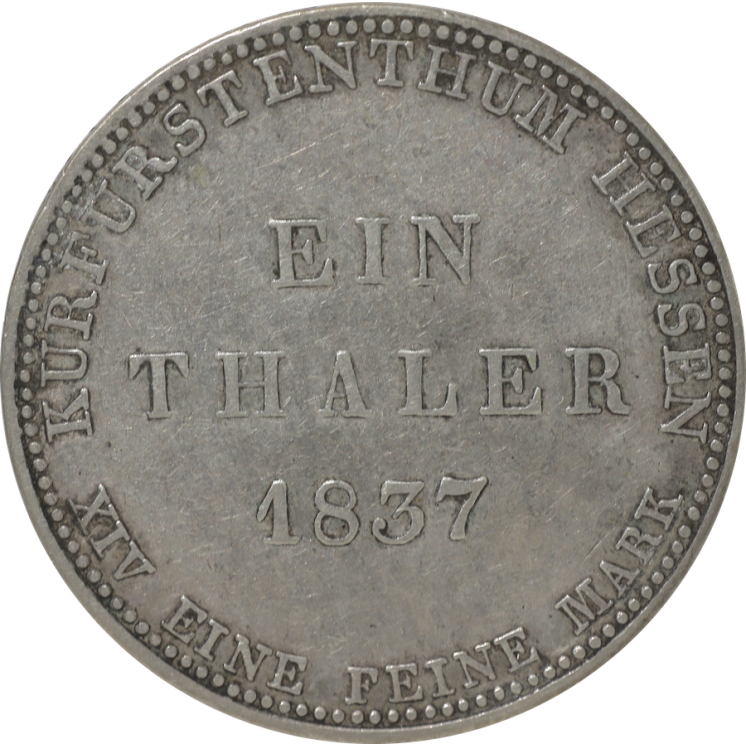 Allemagne - Hesse-Cassel, Thaler 1837, 26 000 Ex.