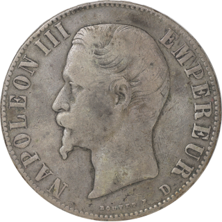 France - Napoléon III (1852-1870), 5 Francs 1855 D (Lyon)
