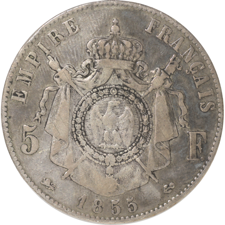 France - Napoléon III (1852-1870), 5 Francs 1855 D (Lyon)