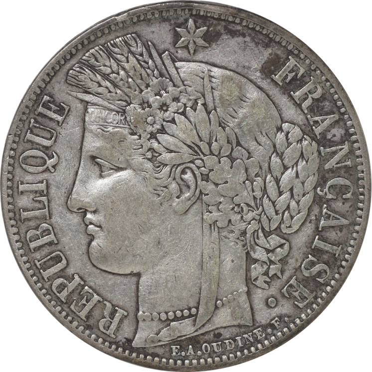 France -  IIème République (1848-1852), 5 Francs Cérès 1851 A (Paris)