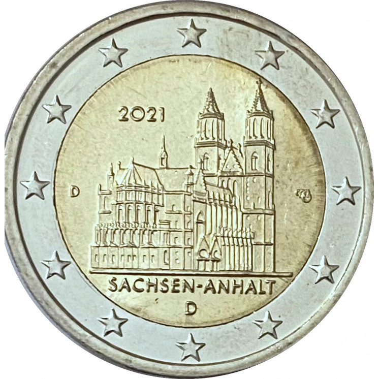 2021 - Allemagne, 2 euros Saxe - Anhalt : la cathédrale de Magdebourg