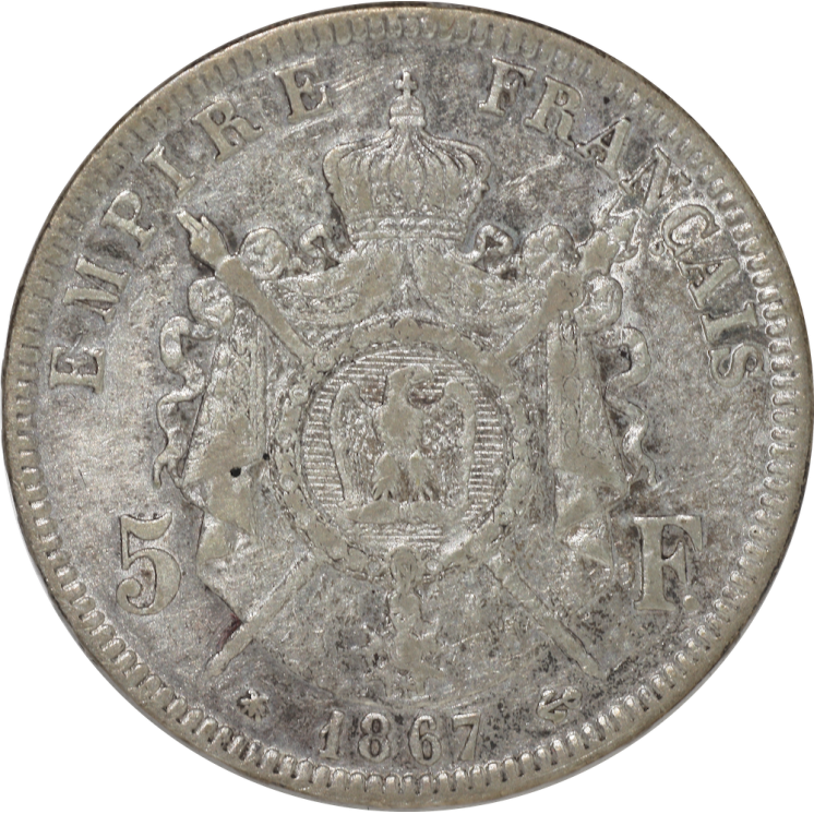 France - Napoléon III (1852-1870), 5 Francs 1867 A (Paris)