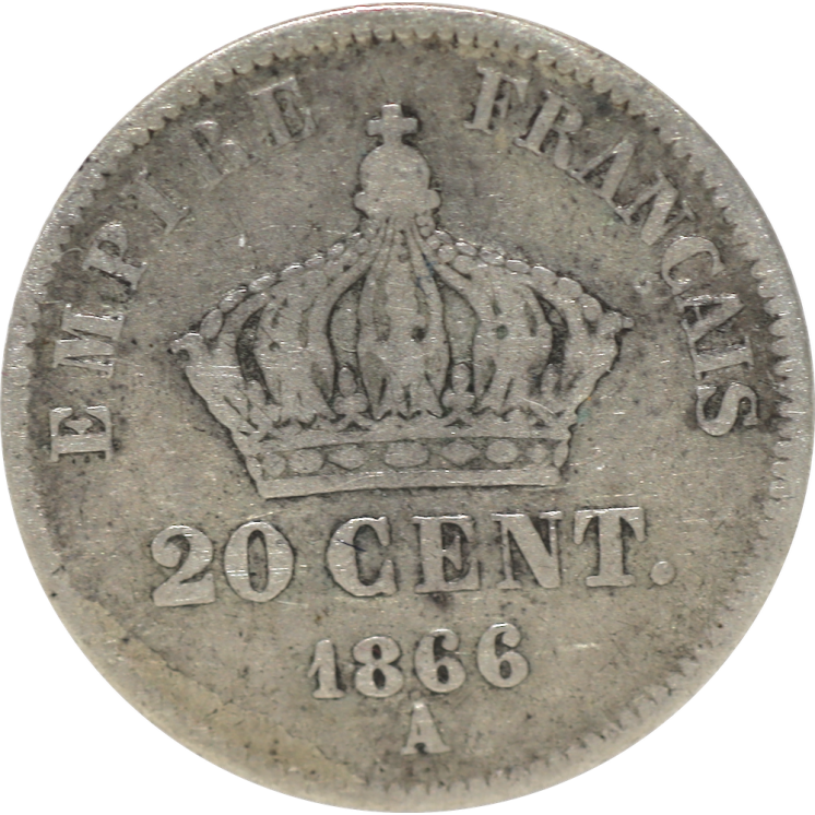 France - Napoléon III (1852-1870), 20 Centimes 1866 A (Paris)