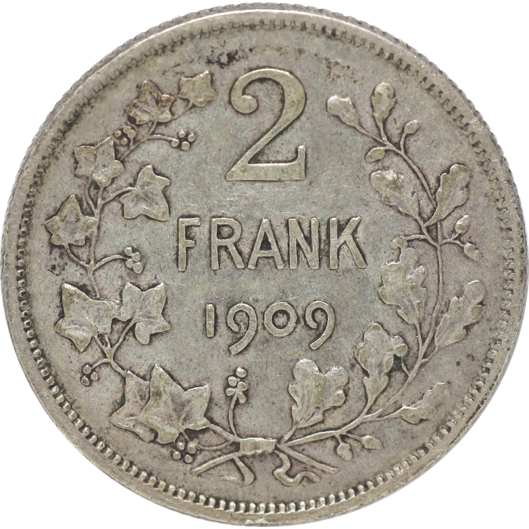 Belgique - Leopold II, 2 Frank 1909