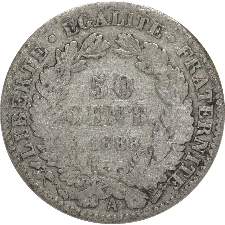 France - 50 Centimes Cérès 1888