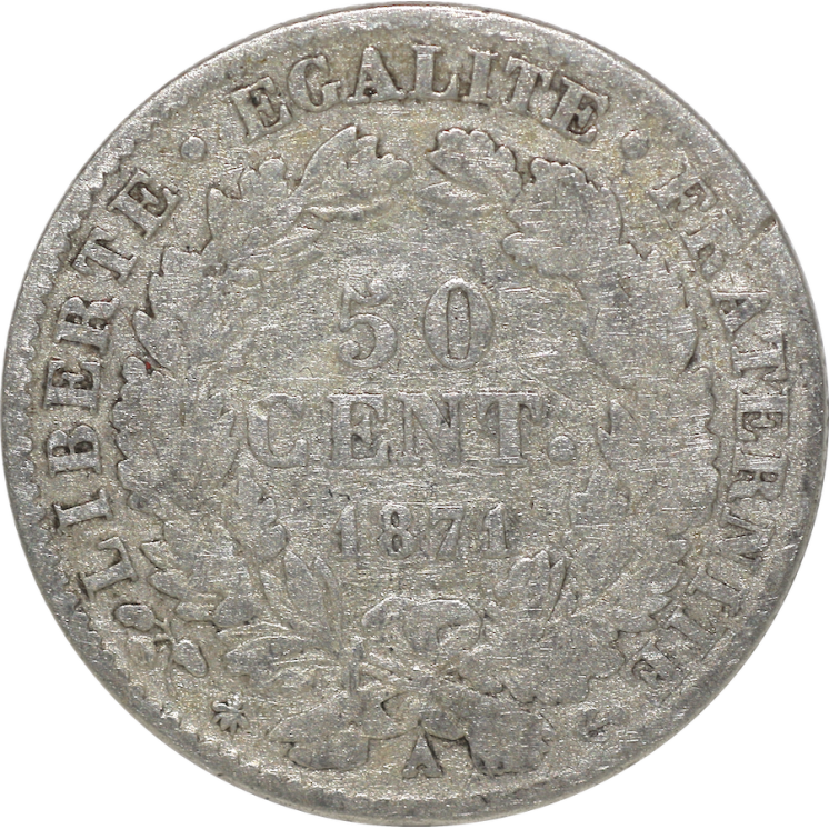 France - 50 Centimes Cérès 1871 A (Paris)