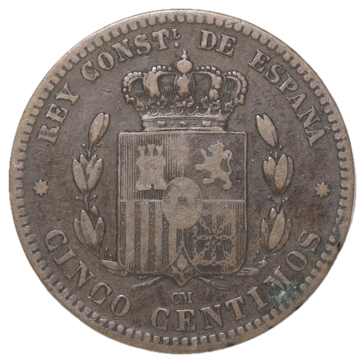 Espagne - Alfonso XII, 5 Centimes 1877