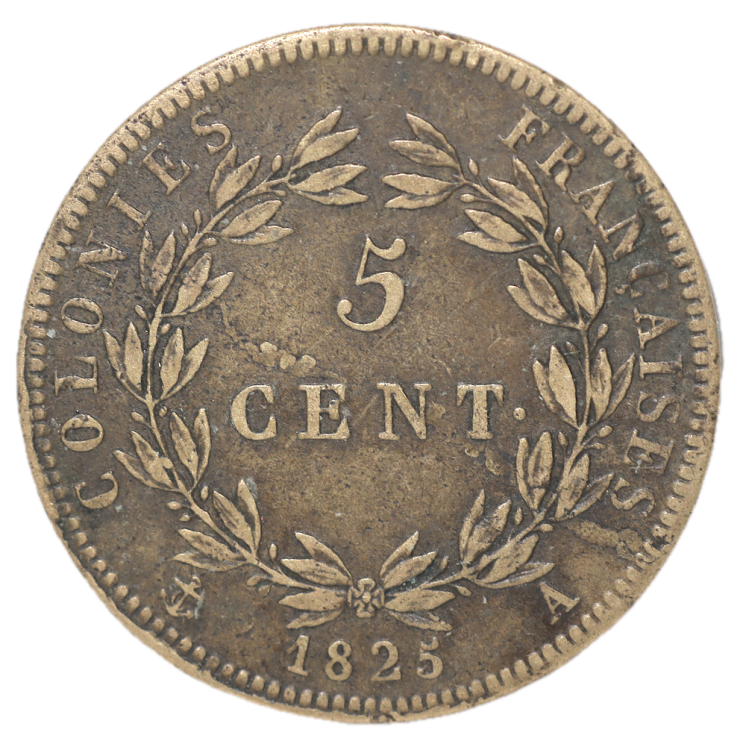 France - Charles X (1824-1830), 5 Centimes Colonie 1825
