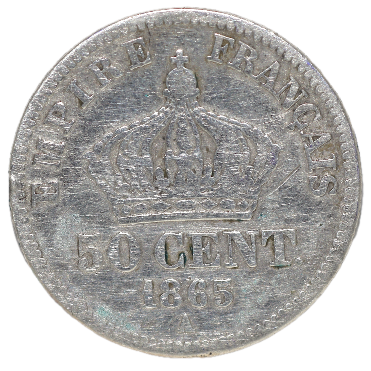 France - Napoléon III (1848-1870), 50 Centimes 1865 (A)