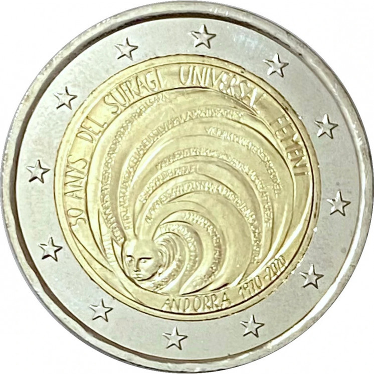 2020 - Andorre, 2 euros 50 ans du Suffrage Universel Féminin