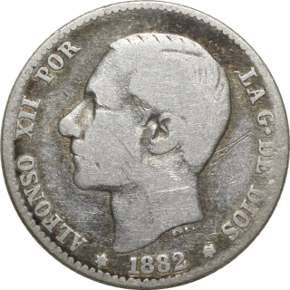 Espagne - Alfonso XII, 1 Peseta 1882