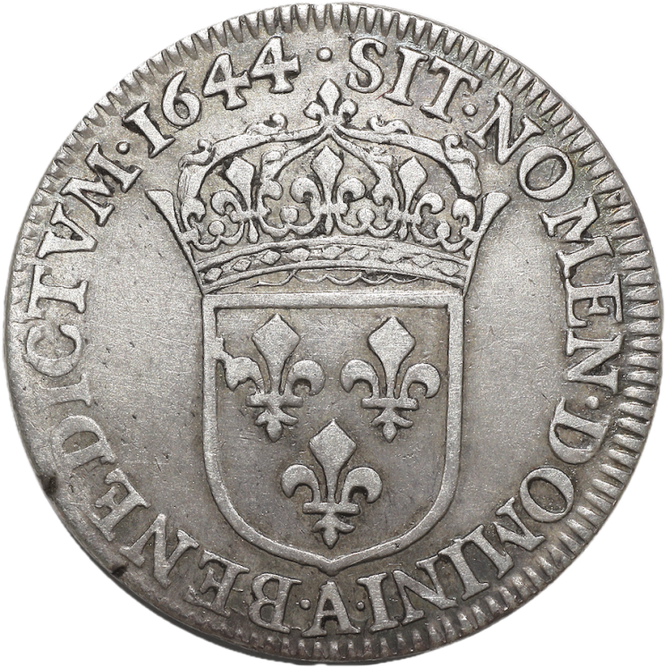 France - Louis XIV, 1/4 d'Ecu 1644 A (Paris)