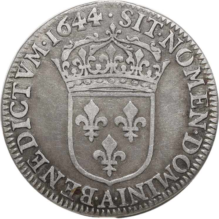 France - Louis XIV, 1/4 d'Ecu, 1644 A (Paris)