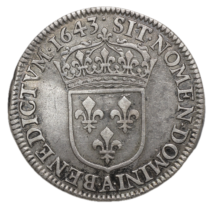 France - Louis XIV, 1/4 d'Ecu, 1643 A