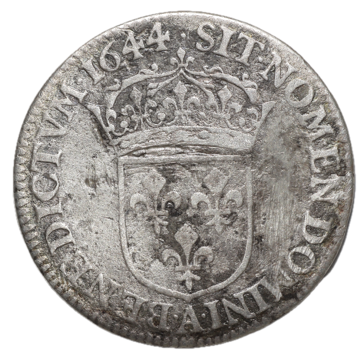 France - Louis XIV, 1/4 d'Ecu, 1644 A (Paris)