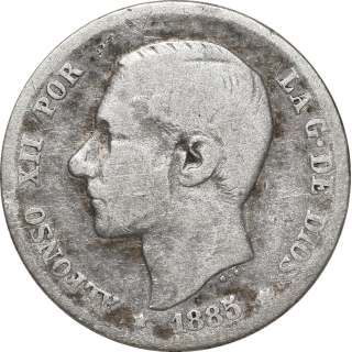 Espagne - Alfonso XII, 1 Peseta 1885