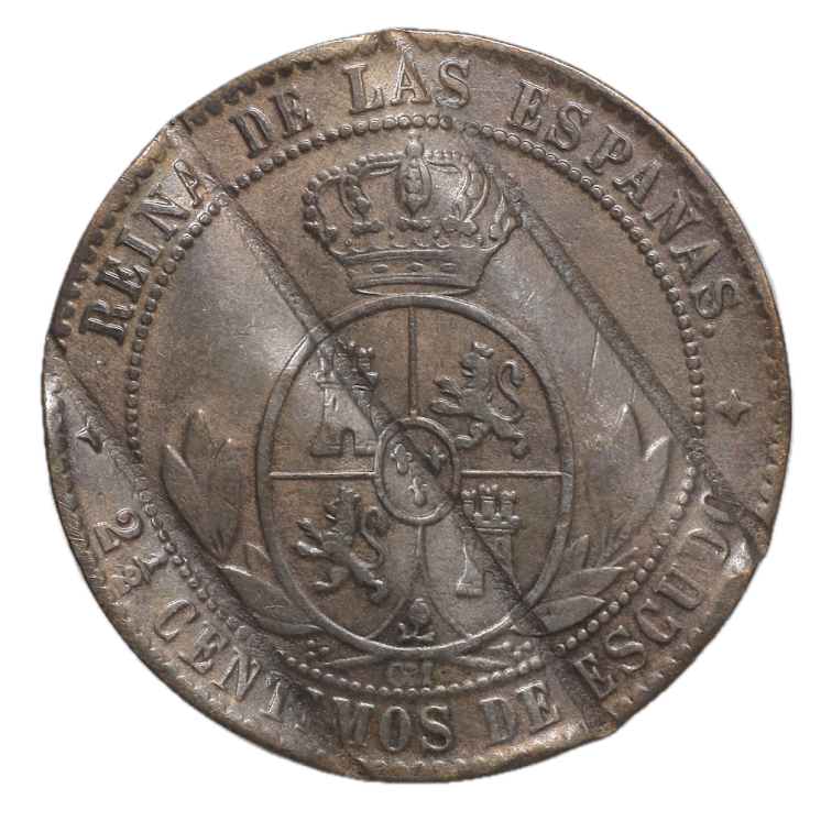 Espagne - Isabel II (1833-1868), 2 1/2 Centimos de Escudo 1868