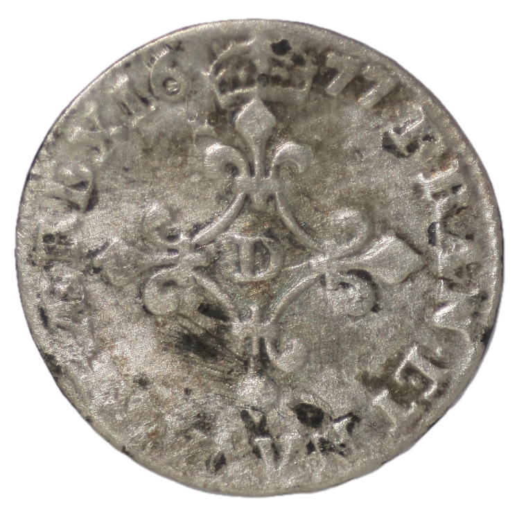 France - Louis XIV, 4 Sols des Traitants 1677 D (Lyon)