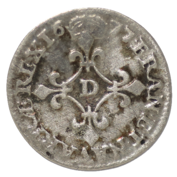 France - Louis XIV, 4 Sols des Traitants 1677 D (Lyon)