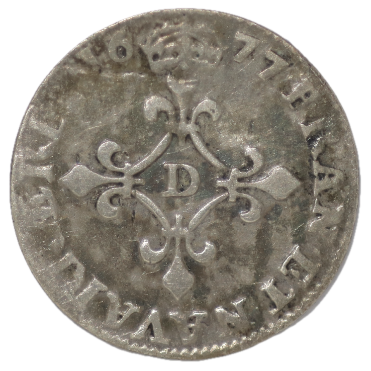 France - Louis XIV, 4 Sols des Traitants 1677 D (Lyon)