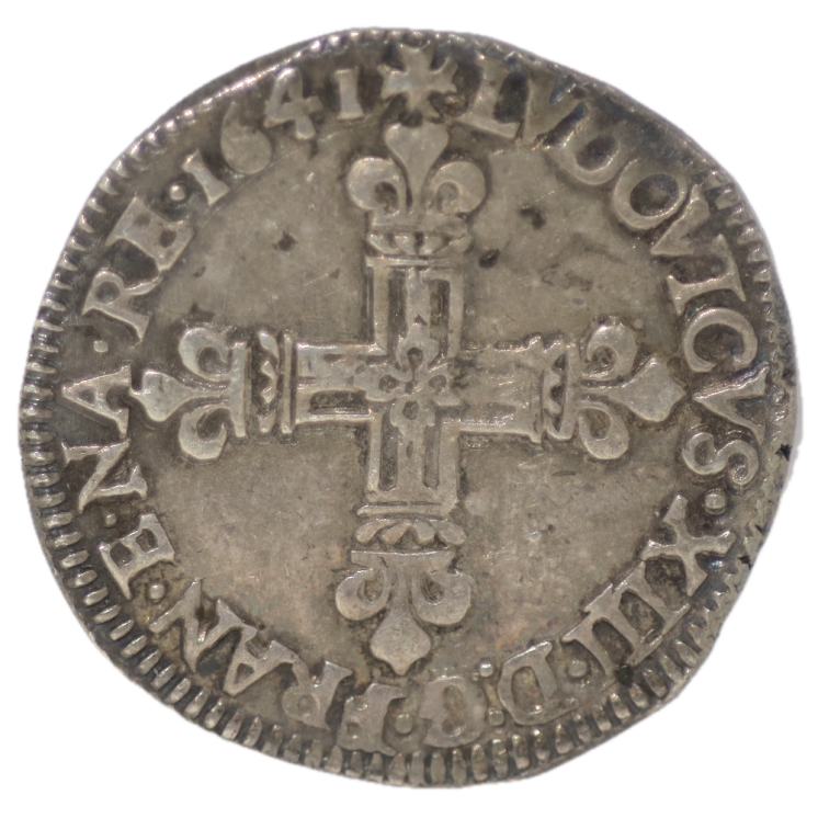 France - Louis XIII, 1/4 d'Ecu de Bearn 1641 L (Bayonne)