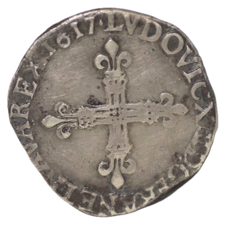 France - Louis XIII, 1/4 d'Ecu de Bearn 1617 H (La Rochelle)