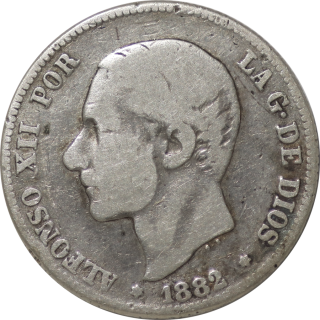 Espagne - Alfonso XII, 2 Pesetas 1882