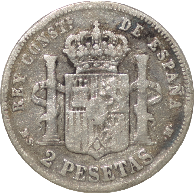 Espagne - Alfonso XII, 2 Pesetas 1882