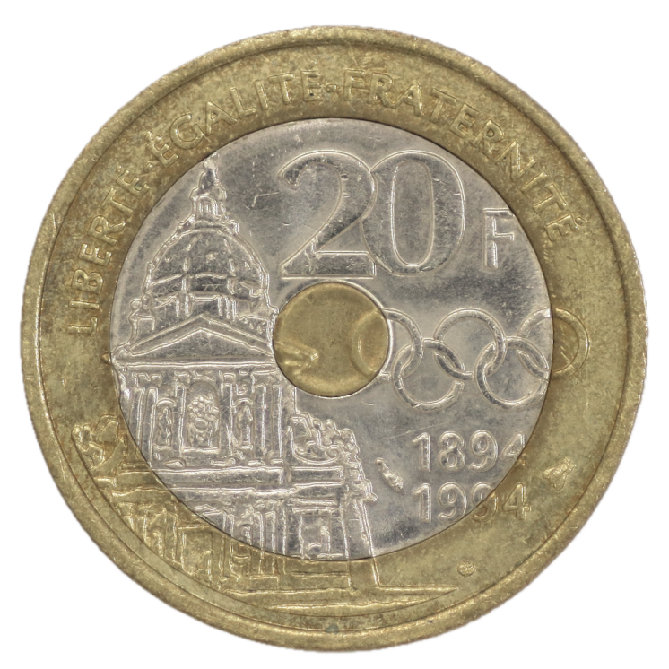 France - République, 20 Francs Coubertin 1994