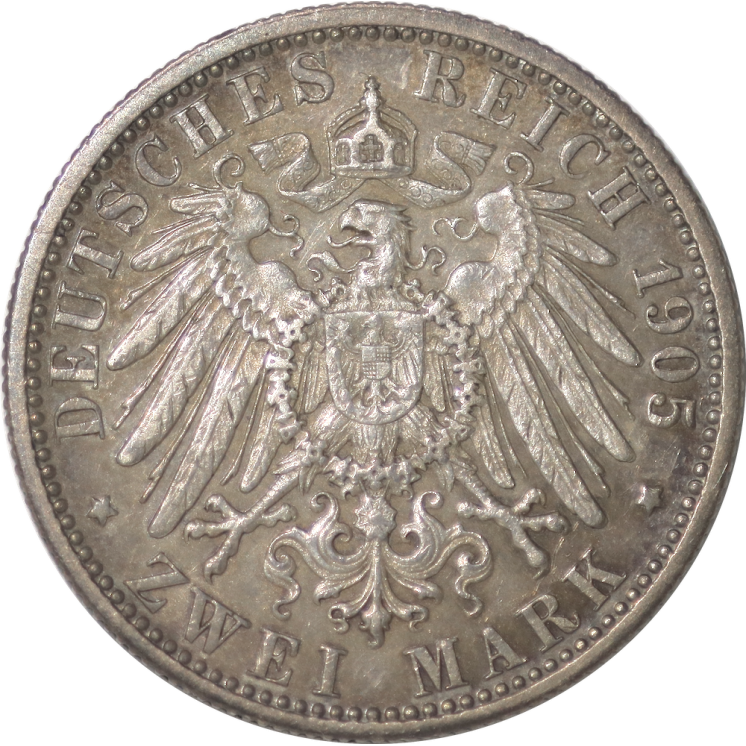 Allemagne - Wilhelm II (1888-1918), 2 Marks Wurtem 1905